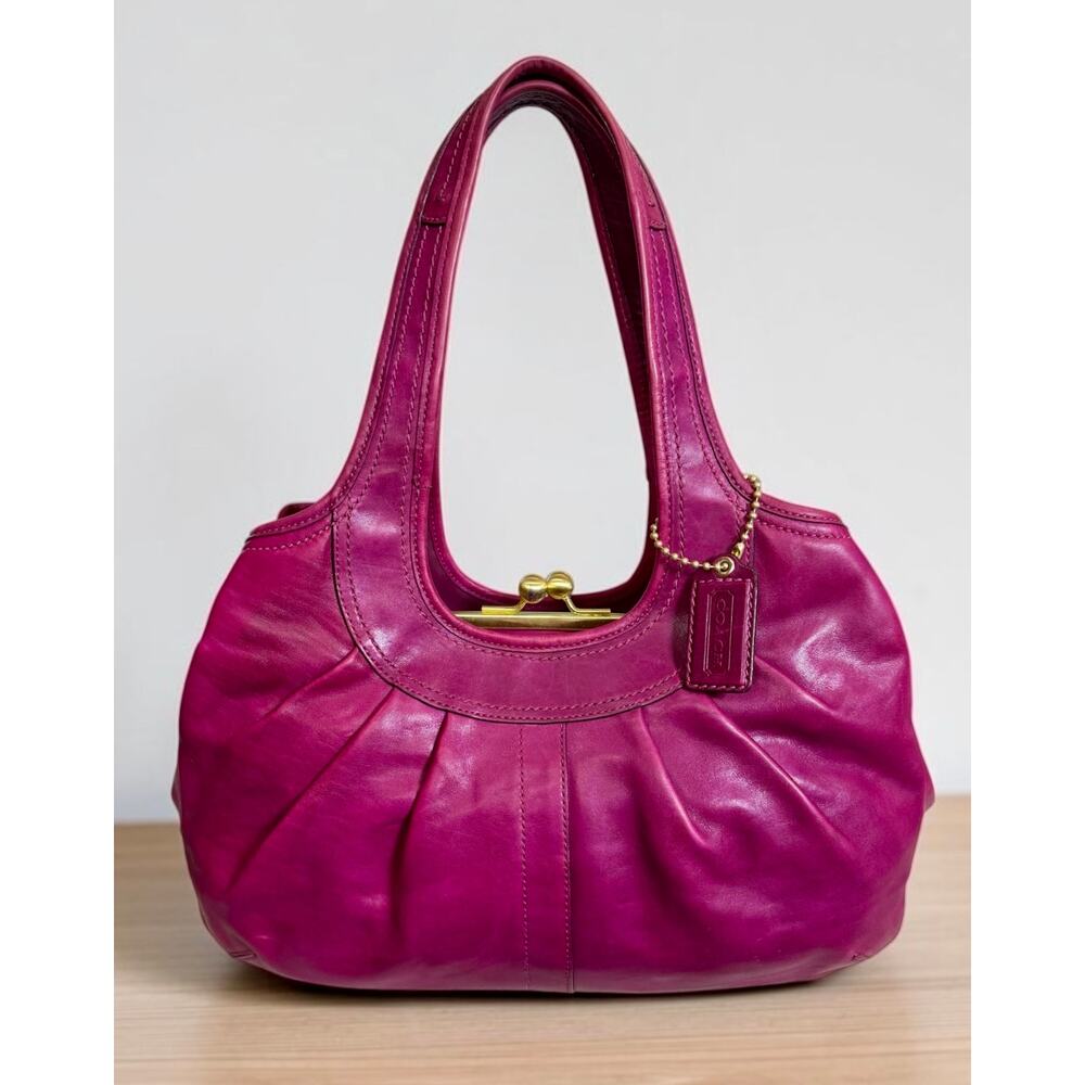 Y2K Coach 12248 Ergo Leather Pleated Framed Satchel Bag & Wristlet - Picture 2 of 14